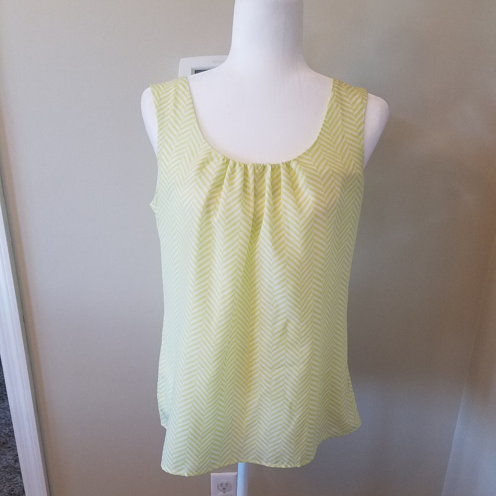 ** 2 / $15 **Loft Neon Green White Sleeveless Tank